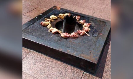 Вандалы пожарили курицу на Вечном огне у мемориала в Калининграде