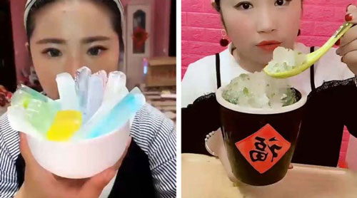 Молодые китаянки решили накушаться льдом