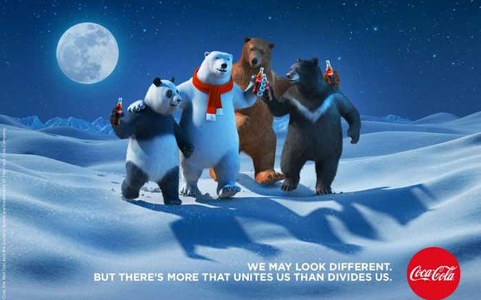 В новой рекламе Coca-Cola белый медведь находит мохнатых друзей