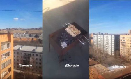 Красноярец пожарил шашлыки на крыше на фоне пустого города