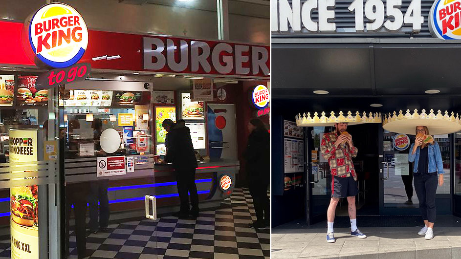 Дистанция по-королевски: Burger King выпустил гигантские короны для безопасности посетителей