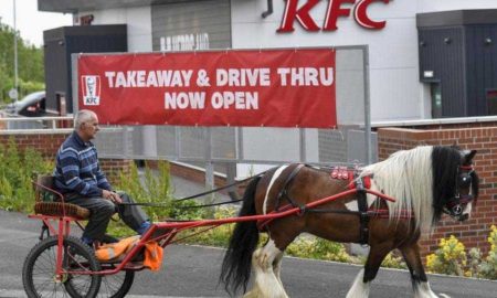 Мужчину в тележке с лошадью не обслужили в KFC-авто