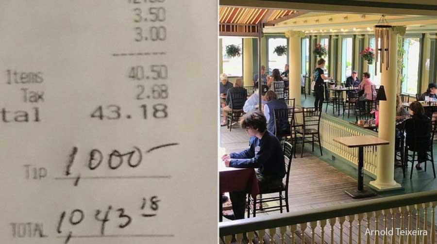 Клиент оставил щедрые чаевые официантам любимого ресторана, чем довел их до слез