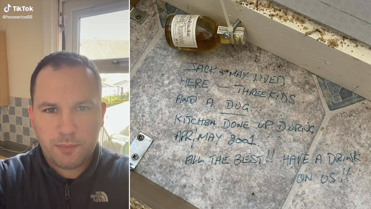 Строители нашли под полом бутылку виски и послание от прежних владельцев дома