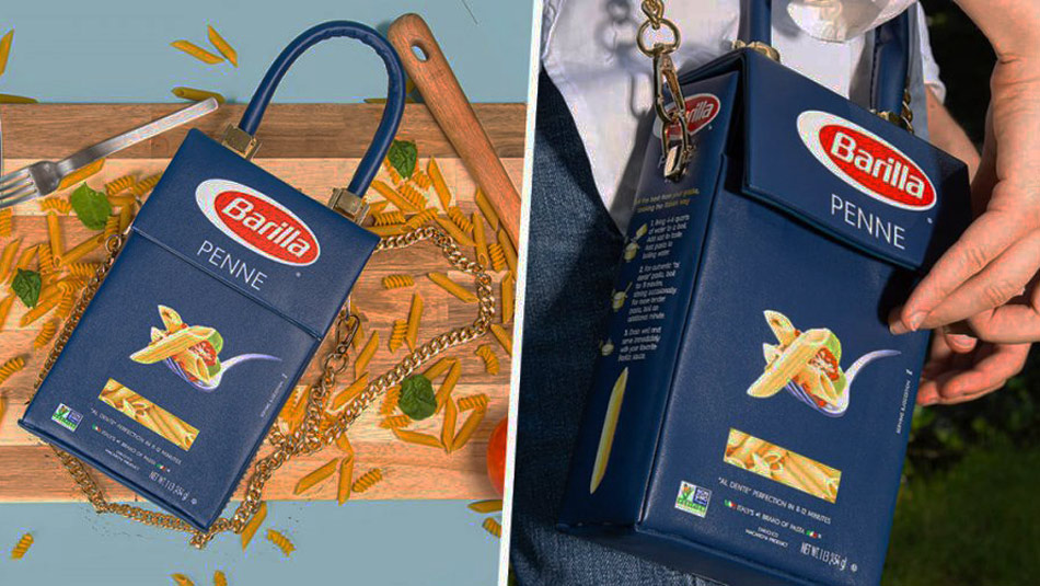 Дизайнер вдохновился макаронами и создал сумки в виде их упаковки