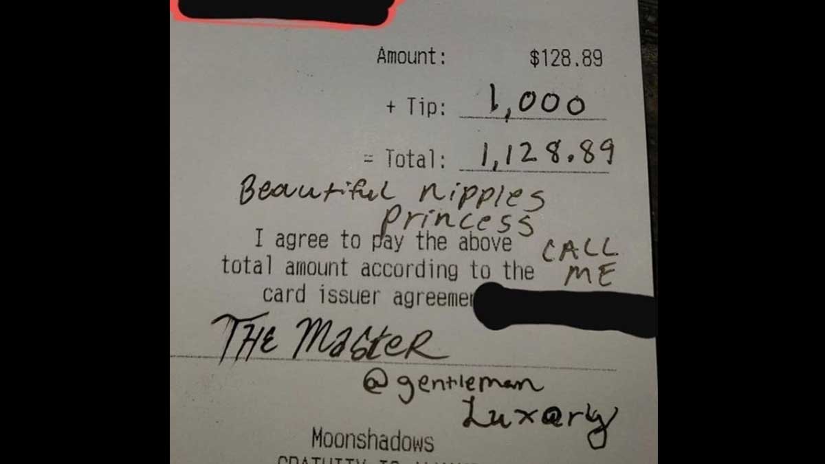 Клиент оставил официантке 1000$ чаевых и неприличное послание