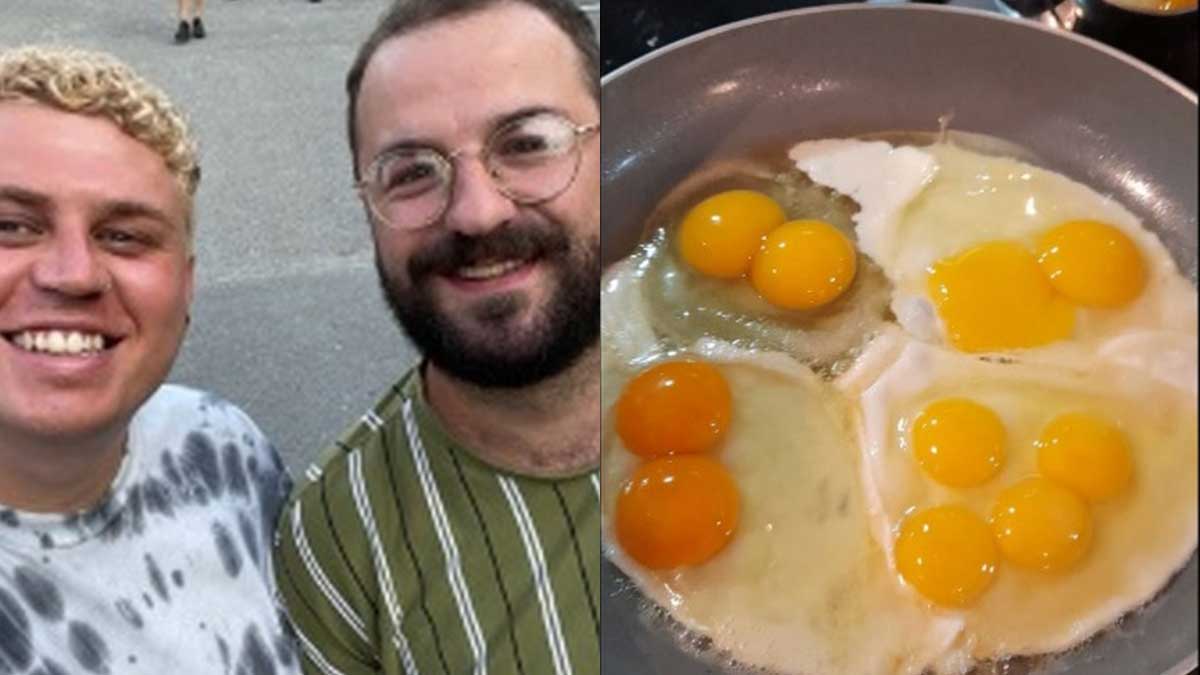 Британец обнаружил десять желтков в четырех яйцах